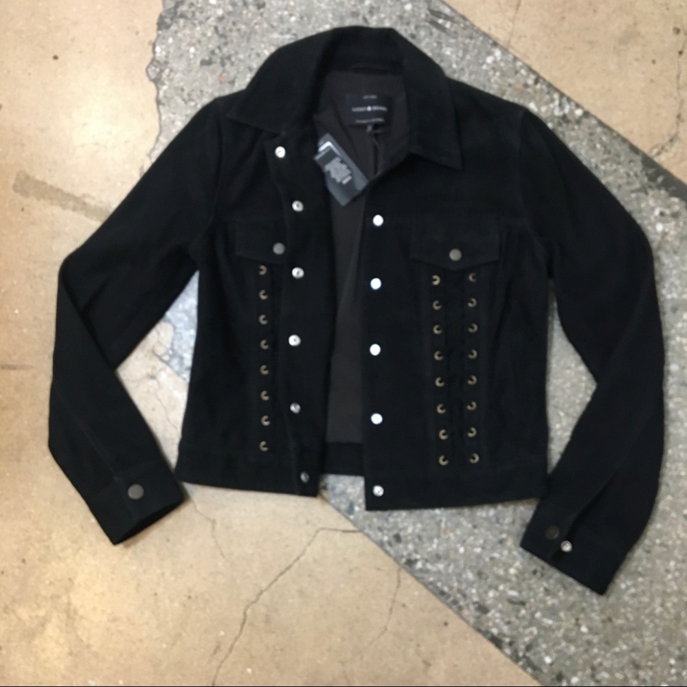 Lucky brand black suede lace up jacket